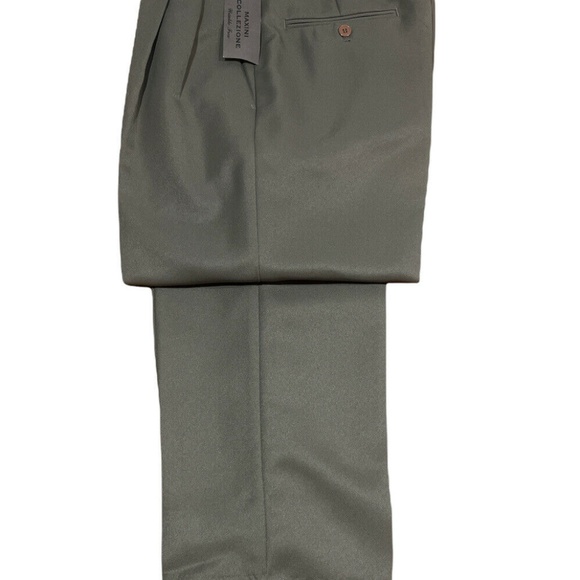 Maxini Collezione Pleated Front Dress Pants Slacks Brown, Gray, Tan Men's 32W - Picture 5 of 9